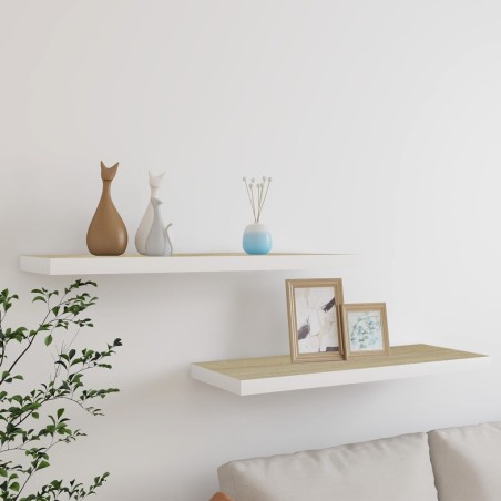 vidaXL Estante flotante de pared MDF roble y blanco 80x23,5x3,8 cm