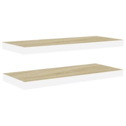 vidaXL Estante flotante de pared MDF roble y blanco 80x23,5x3,8 cm