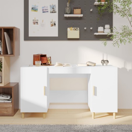 vidaXL Escritorio de madera contrachapada blanco 140x50x75 cm