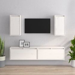 vidaXL Muebles para TV 4 piezas madera maciza de pino blanco