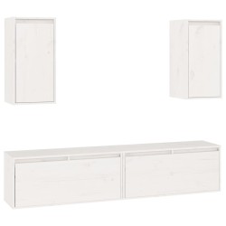vidaXL Muebles para TV 4 piezas madera maciza de pino blanco