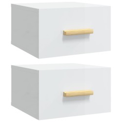 vidaXL Mesitas de noche de pared 2 uds blanco brillo 35x35x20 cm