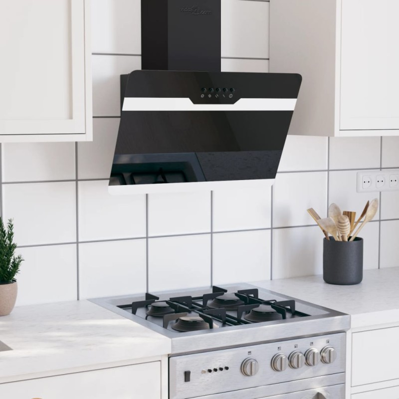 vidaXL Campana extractora pared acero y vidrio templado negro 60 cm vidaXL Campana extractora pared acero y vidrio templado negro 60 cm