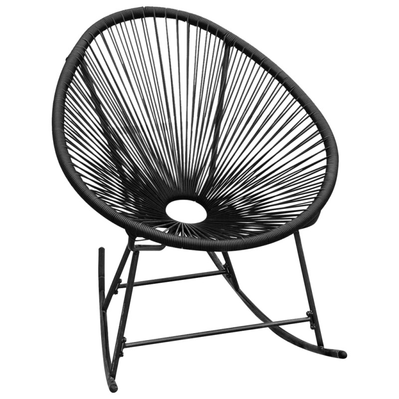vidaXL Silla mecedora de jardín ratán sintético negro vidaXL Silla mecedora de jardín ratán sintético negro