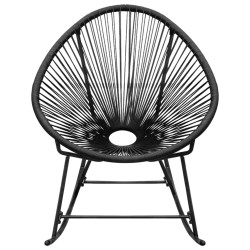 vidaXL Silla mecedora de jardín ratán sintético negro