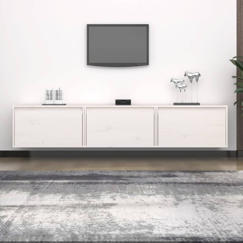 vidaXL Mueble de TV 3 piezas madera maciza de pino blanco vidaXL Mueble de TV 3 piezas madera maciza de pino blanco