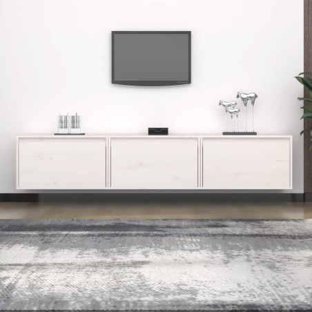 vidaXL Mueble de TV 3 piezas madera maciza de pino blanco