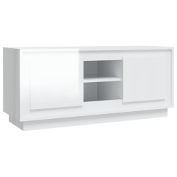 vidaXL Mueble de TV madera contrachapada blanco brillo 102x35x45 cm