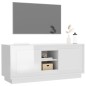 vidaXL Mueble de TV madera contrachapada blanco brillo 102x35x45 cm