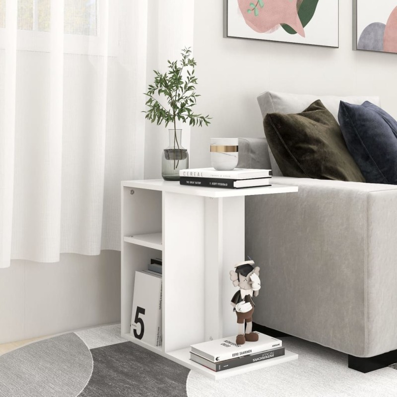 vidaXL Mesa auxiliar de madera contrachapada blanco 50x30x50 cm vidaXL Mesa auxiliar de madera contrachapada blanco 50x30x50 cm
