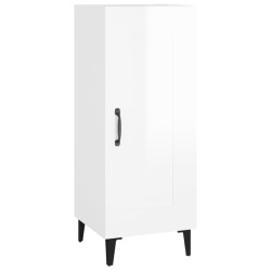 vidaXL Aparador de madera contrachapada blanco brillante 34,5x34x90 cm