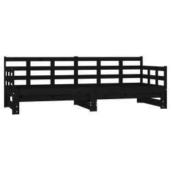 vidaXL Sofá cama extraíble madera maciza de pino negro 2x(90x190) cm