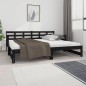 vidaXL Sofá cama extraíble madera maciza de pino negro 2x(90x190) cm