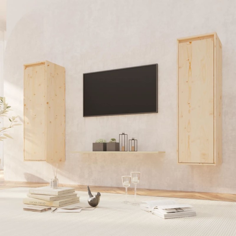 vidaXL Armario de pared 2 unidades madera maciza de pino 30x30x100 cm vidaXL Armario de pared 2 unidades madera maciza de pino 30x30x100 cm