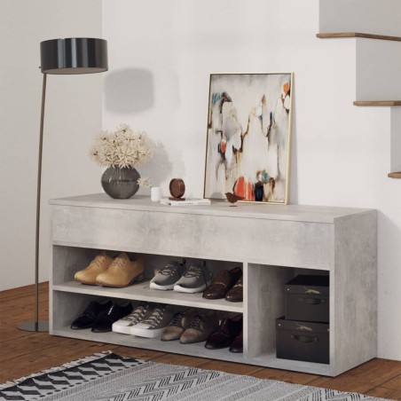 vidaXL Banco zapatero madera de ingeniería gris hormigón 105x30x45 cm
