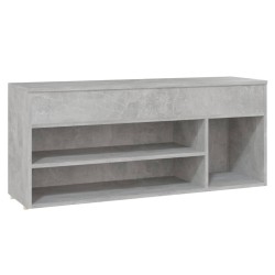 vidaXL Banco zapatero madera de ingeniería gris hormigón 105x30x45 cm