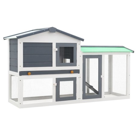 vidaXL Jaula de animales grande madera gris y blanco 145x45x84 cm