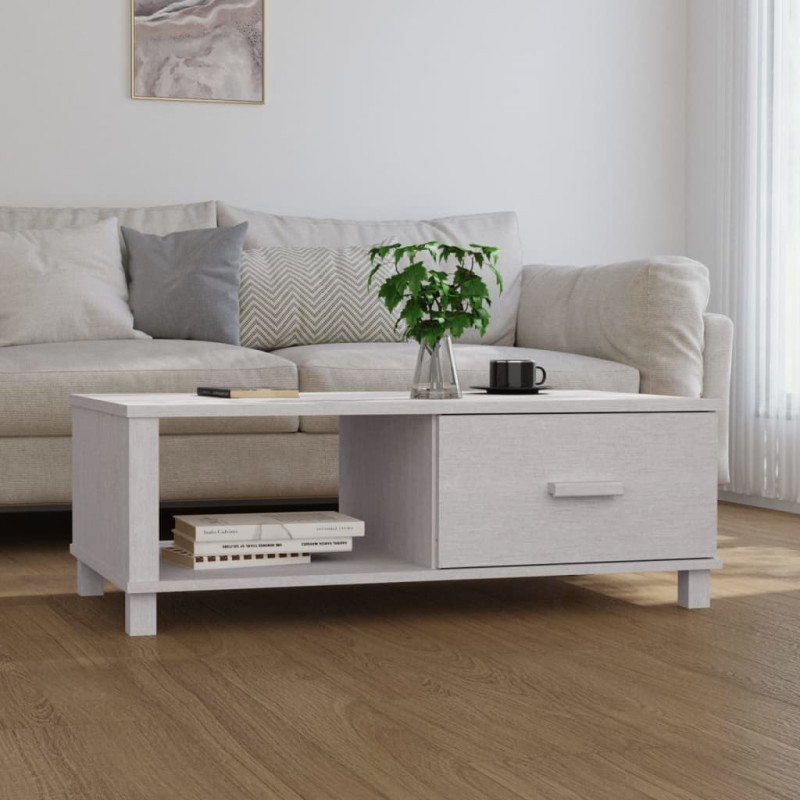 vidaXL Mesa de centro HAMAR madera maciza de pino blanco 100x55x35 cm vidaXL Mesa de centro HAMAR madera maciza de pino blanco 100x55x35 cm