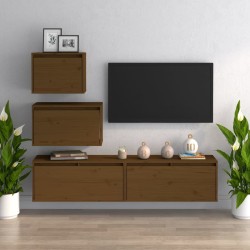 vidaXL Muebles para TV 4 piezas madera maciza de pino marrón miel