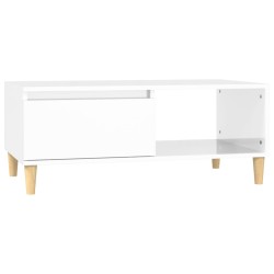 vidaXL Mesa de centro madera contrachapada blanco brillo 90x50x36,5 cm