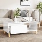 vidaXL Mesa de centro madera contrachapada blanco brillo 90x50x36,5 cm vidaXL Mesa de centro madera contrachapada blanco brillo 90x50x36,5 cm