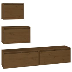 vidaXL Muebles para TV 4 piezas madera maciza de pino marrón miel