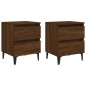 vidaXL Mesita de noche 2 uds patas de metal marrón roble 40x35x50 cm