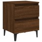 vidaXL Mesita de noche 2 uds patas de metal marrón roble 40x35x50 cm