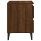 vidaXL Mesita de noche 2 uds patas de metal marrón roble 40x35x50 cm