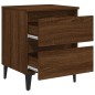 vidaXL Mesita de noche 2 uds patas de metal marrón roble 40x35x50 cm