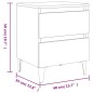vidaXL Mesita de noche 2 uds patas de metal marrón roble 40x35x50 cm
