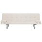 vidaXL Sofá cama con dos almohadas de poliéster color crema vidaXL Sofá cama con dos almohadas de poliéster color crema