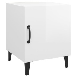 vidaXL Mesita de noche madera contrachapada blanco brillante