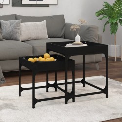 vidaXL Mesitas auxiliares 2 uds madera contrachapada negra