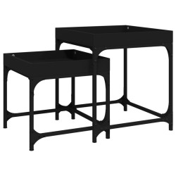 vidaXL Mesitas auxiliares 2 uds madera contrachapada negra