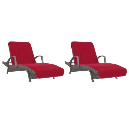 vidaXL Toallas de playa 2 uds tela burdeos 400 g/m² 75x200 cm