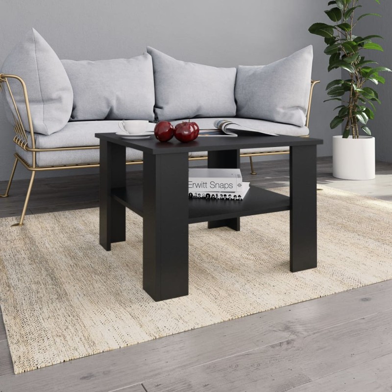 vidaXL Mesa de centro madera contrachapada negro 60x60x42 cm vidaXL Mesa de centro madera contrachapada negro 60x60x42 cm