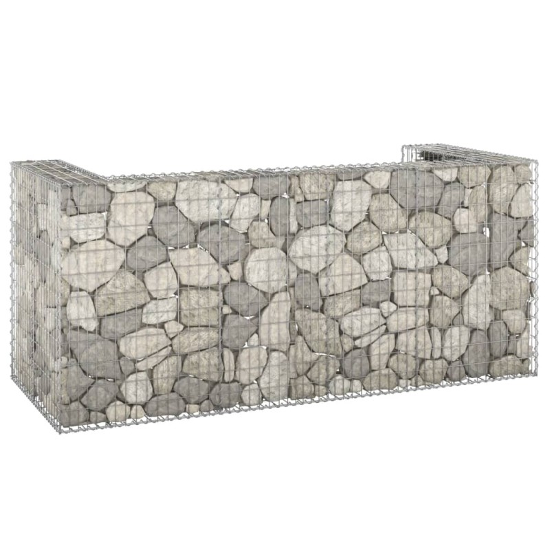 vidaXL Muro gaviones para contenedor basura galvanizado 254x100x110 cm