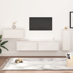 vidaXL Muebles para TV 4 piezas madera maciza de pino blanco