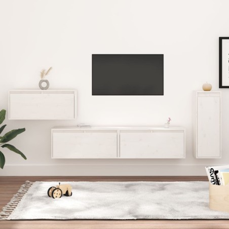 vidaXL Muebles para TV 4 piezas madera maciza de pino blanco