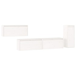 vidaXL Muebles para TV 4 piezas madera maciza de pino blanco
