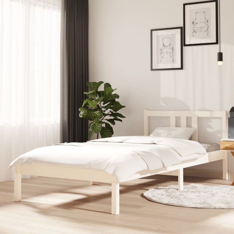 vidaXL Estructura de cama madera maciza blanco 90x200 cm