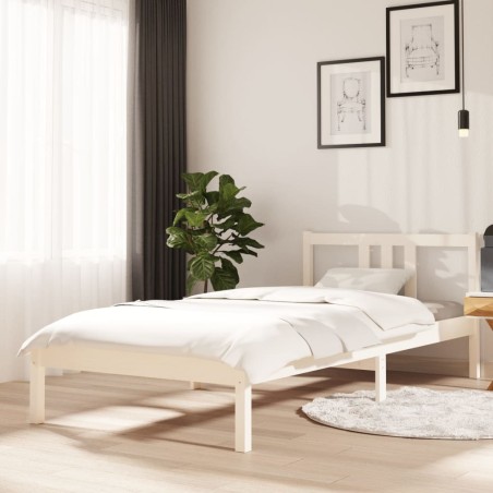 vidaXL Estructura de cama madera maciza blanco 90x200 cm