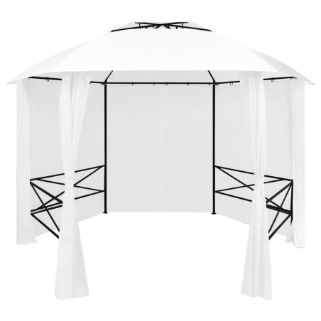 vidaXL Marquesina de jardín con cortinas blanca 360x312x265cm 180 g/m²