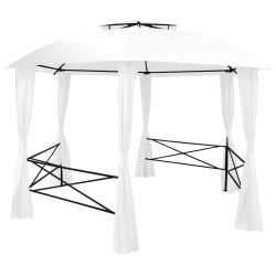 vidaXL Marquesina de jardín con cortinas blanca 360x312x265cm 180 g/m²