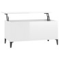 vidaXL Mesa de centro madera contrachapada blanco brillo 90x44,5x45 cm vidaXL Mesa de centro madera contrachapada blanco brillo 90x44,5x45 cm