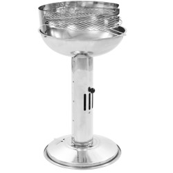 vidaXL Barbacoa de carbón con pedestal de acero inoxidable