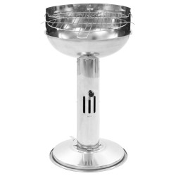 vidaXL Barbacoa de carbón con pedestal de acero inoxidable