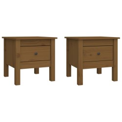 vidaXL Mesa auxiliar 2 uds madera maciza pino marrón miel 40x40x39 cm