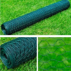 vidaXL Malla alambre hexagonal acero galvanizado verde oscuro 1x25 m 